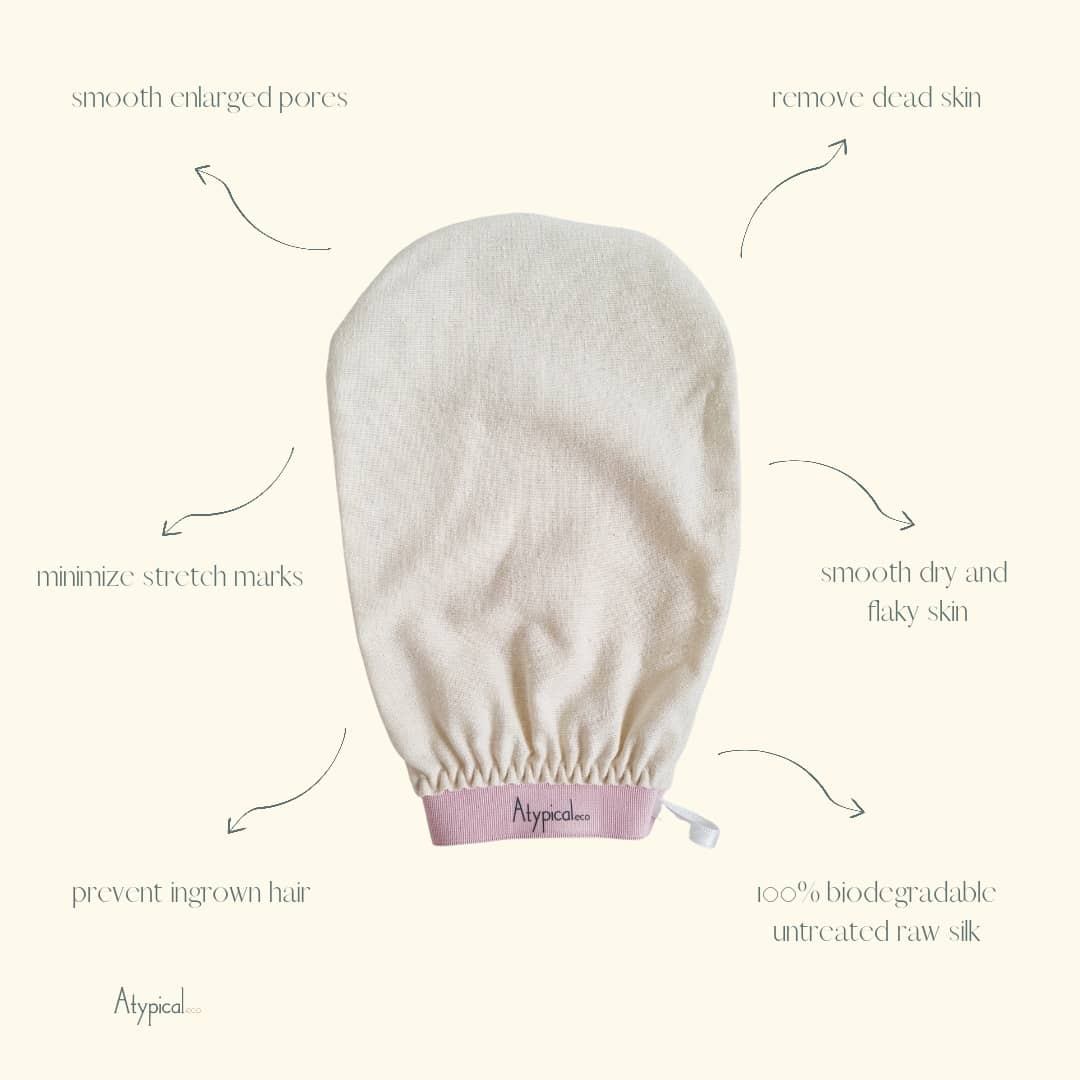 Body exfoliating glove- NZ- Silk Exfoliating Glove Atypical.eco