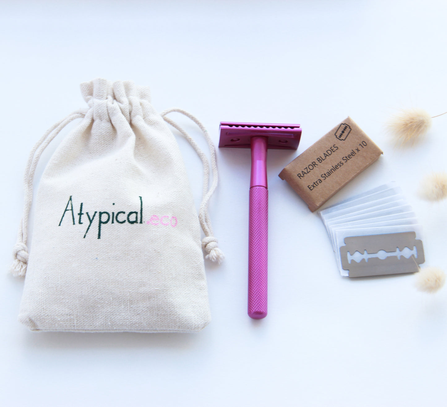 Eco-Friendly Shaving Razor + 10 razor blades + travel bag